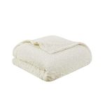 Woolrich Burlington Luxury Berber Blanket Ivory 90 * 90 Full/Queen Size Premium Soft Cozy Soft Berber for Bed, Coach or Sofa