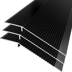 AUXHDK 3Pcs Floor Transition Strip 4 inch Wide Threshold Ramp Aluminum, Kitchen Bedroom Bathroom Doors Reducer Gap Cover (Black/3pcs)