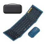 ProtoArc Foldable Keyboard and Mouse, XKM01 Folding Bluetooth Keyboard Mouse Combo for Business and Travel, 2.4G+Dual Bluetooth Full-Size Portable Keyboard for Laptop iPad Tablet (Blue & Black)