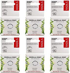 RADIUS Vanilla Mint Dental Floss 55 Yards Vegan & Non-Toxic Oral Care Boost & Designed to Help Fight Plaque Clear - Pack of 6