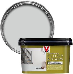 V33 Renovation Floor & Stairs Paint Feather 2L | Reinforced Protection | High Resistance | Washable | Easy Maintenance | For Wooden Floors, Laminates and Tiled Floors