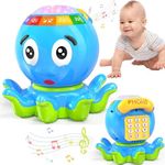 Wanonoo Crawling Baby Musical Infant Tummy Time Octopus Toys for Babies 6-12 Months Light Up Dancing Walking Moving Toys 7 8 9 10 18 Month 1 Year Old Boy Girl Sensory Toddler First Birthday Gift Ideas