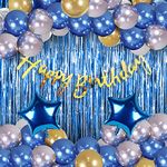 Party Propz Birthday Decoration Items - 41 Pcs Birthday Decorations Kit | Happy Birthday Decorations for Boys Husband | Blue Balloons for Birthday Decorations | Birthday Decorations Blue Golden Silver