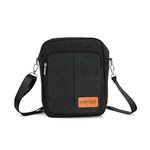 Small Casual Canvas Black Messenger Bags Lightweight Crossbody Travel Purse Shoulder Bags for Women Men Canvas Side Bag for Men (Black)…