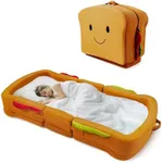 Toddler Travel Bed Sandwich Style - Portable Toddlers Floor Beds, Foldable Soft Foam Travel Crib for Baby and Kid, Washable Cover Toddler Cot with Safety Rail for Travel, Home Sleep & Play