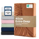 Bedsure Double Fitted Sheet Deep - Bed Sheets Extra Deep Pocket 16 Inches (40 cm), Soft Brushed Microfiber for Double Bed, Dusty Orange, 135x190cm