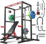 Sportsroyals Power Cage,1600lbs Multi-Function Power Rack with Adjustable Cable Crossover System and More Training Attachment, Home Gym (230LB Weights Package with BC(RD LAT Power Cage))