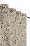 FURNADO Premium Jacquard Fabric Room Darkening Checked Design Curtains 10 Feet for Long Door, Brown, 3 Pieces