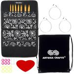 ChiaoGoo Knitting Needles Interchangeable Spin Bamboo Small 4-Inch Needle Set Bundle with 1 Artsiga Crafts Project Bag 2400-S