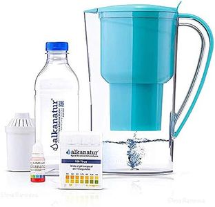 Alkanatur Alkaline Water Filter Pitcher removes Fluorides, Chlorine, Heavy Metals, impurities, etc., Alkaline, Ionized, Hydrogenated Water, high pH of 9.5, adds Magnesium - Most Certified Pitcher