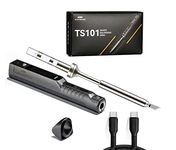 TS101 with KU Tip Soldering Iron, Mini Solder Iron Tip Welding Tool 65W Fast Heating Adjustment Temperature 50-400℃ Auto Sleep Mode,USB-C Smart Original Digital OLED Programmable (TS101 with KU Bit)