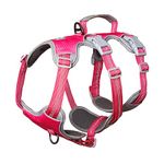 Huntboo Escape Proof Dog Harness Medium, Anti-Pull Dog Harness with Handle, Breathable, Adjustable Dog Harness Small Dog, Reflective Harnesses for Large Dogs Outdoor, Walking, Training (Rose red, M)