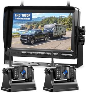 Rückfahrkamera Kabellos Dual Rückfahrkamera Funk: 7 Zoll 1080P FHD Monitor&4 Bildschirm Display, 9600mAh Wiederaufladbare Akku, 1-Min Einrichtung, IP69K Wasserdicht für Wohnmobile,Anhänger und LKWs