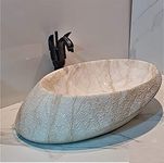 B Backline Ceramic Table Top Vessel Sink Wash Basin Oval Shape Over Counter Wash Basin For Bathrooms & Living Room 24 X 16 X 6 Inch