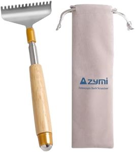 Oversized Back Scratcher, Azymi Long Back Scratcher for Women Men with Wooden Handle/Roll Ball/Wider 15-Teeth Claw Heavy-Duty Manual Metal Back Head Scratcher