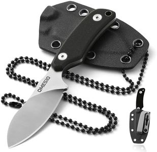 Omesio Cuchillo de Cuello, Cuchillo de Hoja Fija de con Funda Kydex y Collar, Cuchillo de Cuello Compacto de Hoja Completa con Clip, Cuchillo Pequeño EDC de Acero D2 y Mango de G10 para Exteriores