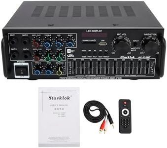 Viprh 2500W Peak 2.1 Channel Stereo HiFi Power Amplifier for Home Karaoke, Parties & Living Room Audio, USB/SD Playback, 5-Band EQ Mixer, 4 Mic Inputs, Remote Control