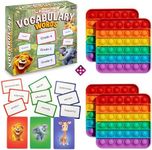 The Fidget Game Vocabulary Words Flash Card Game, Grade 4-6 Ages 8-12, Develop Communication and Reading Comprehension Skills, Bubble Mats, Learning Guide & Workbook Included