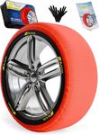 ARCOL Snow Socks for Car Tyres – TWO Anti Slip Textile Snow Chains for Car. XL Auto Snow Sock for R14 - R21 (detailed tyre grips inside). EN 16662-1 Certified Winter Car Accessories for Road Safety