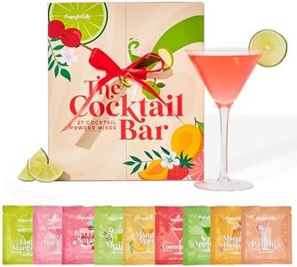Thoughtfully The Cocktail Bar Variety Pack, 27 Cocktail Powder Mixes, Cocktail Mixer Gift Set Variety Pack, Mocktail Mix Kit, Just Add Water or Alcohol, Home Bar Party Essentials Gift