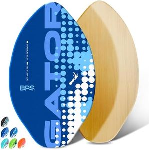 BPS 'Gator' 35" Skim Board - Epoxy Coated Wood Skimboard with Traction Pad - No Wax Needed - Skimboard for Kids and Adults (Blue with White Accent)