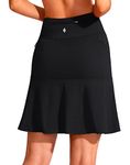 SANTINY 19" Golf Skorts Skirts for Women Zipper Pockets Knee Length Skort Women's High Waist Athletic Tennis Skirt, A Black, Medium