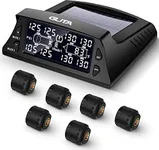 GUTA Solar Tire Pressure Monitoring System for RV - Tire Pressure Monitoring System with 6 External Sensor(0-188 PSI), RV TPMS, LCD Display, Sleep Mode, Real-time Monitor Pressure, Solar Power