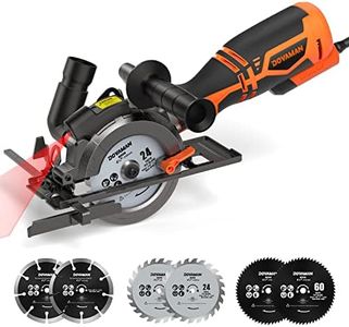 DOVAMAN Circular Saw, 5.8A 4-1/2" Circular Saw w/Laser, Metal Auxiliary Handle, 6 Saw Blades (4½", 4¾"), Cutting Depth 1-11/16" (90°), 1-3/8" (45°), Ideal for Wood, Soft Metal, Plastic, Tile - MCS01A