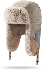 CLAPE Aviator Hat Winter Snowboard Fur Earflap Cap Trooper Trapper Pilot Hat Outdoor Skiing Cap Warm Hats, Beige