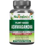 Nutrainix Plant-Based Ashwagandha With 10+ Ingredients | Extra Strength Natural Formulation | Support strength & stamina | Helps Anxiety & Stress Relief For Men & Women - 60 Vegetarian Capsules…