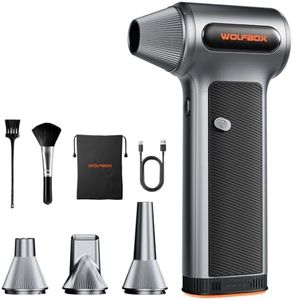 WOLFBOX MF200 Electric Air Duster with Removable Battery & 4 Nozzles, Cordless 3-Speed Adjustable Mini Blower for Computer Keyboard, Car Cleaning, Home, and Outdoor Use