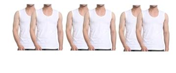 GMR Men's Broad Shoulder Round Neck Cotton Vest Sleeveless Pack of 6-100cm White