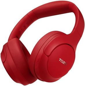 TOZO HT2 Hybrid Active Noise Cancelling Wireless Headphones, 60H Playtime Lossless Audio Over Ear Bluetooth Headphones, Hi-Res Audio Deep Bass Foldable Lightweight Headset for Workout Dark Red