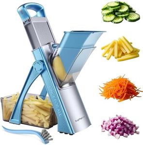 Upgrade Safe Mandoline Slicer Plus for Kitchen, SupMaKin Bigger Port Vegetable Food Potato Chopper, Adjustable Thickness, Julienne & Dicer Salad Making Chopping Artifact (Blue & White)