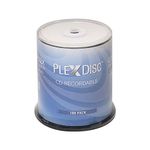 PlexDisc CD-R 700MB 52X White Inkjet Hub Printable Recordable Media - 100pk Cake Box (FFP) 631-205-BX, 100 Discs