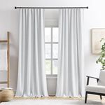 RAIN CITY 2 PCs Extra Wide White Blackout Curtains 96 Inches Long,Back Tab Pleaetd Drapes with Hooks Track System Curtain Panels Room Divider Curtains for Living Room 70 x 96