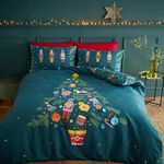 Catherine Lansfield Christmas Nutcracker Reversible King Duvet Cover Set with Pillowcases Green