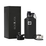 64 Oz (3 Lids) Insulated Water Bottle with Spout Lid - Vacuum Leakproof Double Walled Stainless Steel Flask for Hot & Cold Drinks - Sports Gym Travel Hydration Camping & Hiking Water Storage