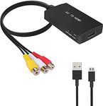 ELASO RCA to HDMI Converter, Composite AV to HDMI Adapter Support 1080P, PAL/NTSC Compatible for Xbox, N64, PS3, TV, STB, VHS, VCR, DVD