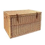 Arthur Cameron Deluxe Modena Wicker Storage Basket Trunk Chest with Lid (Extra Large, Natural)