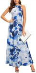 STYLEWORD Womens Summer Maxi Dresses Halter Formal Wedding Guest Cocktail Tea Party Long Spring Dresses 2025 Trendy(Blue Floral,L)