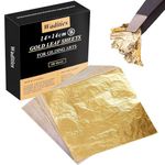 Wadities Imitation Gold Leaf Sheets - 100 Gold Foil Sheets - 14 x 14 cm Multipurpose Gold Leaf for Nail, Art & DIY Project, Picture Frame, Home Wall, Interior and Multi Artistic Decoration