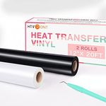 HTVRONT HTV Vinyl Rolls Black HTV and White Heat Transfer Vinyl-12" x 20ft HTV Vinyl for Shirts, Black Iron on Vinyl for Cricut & Cameo - Easy to Cut & Weed for Heat Vinyl Design (Black&White)