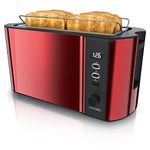 arendo - Frukost 4 slice long slot toaster - double wall housing – with warming rack – 6 browning settings – auto bread centring – reheat defrost cancel function– remaining time display