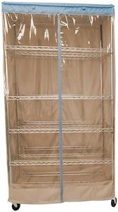 Formosa Covers Premium Clear Front Wire Shelf Cover Beige Khaki Blue - Heavy-Duty Storage Solution for Wire Shelving Rack (36”Wx18”Dx72”H) - Waterproof PVC, Water/Dust Resistant Fabric, Multi Zipper