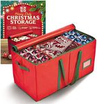 Holiday Cheer Premium Christmas Ornament Storage - Christmas Storage Container Perfect for Holiday Decorations and Ornament Storage Box - Fits 128 Holiday Ornaments - Tear-Proof Fabric (Red)