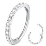 ORANGELOVE 20G 18G 16G Clear CZ Nose Ring Hoop 316L Surgical Steel Seamless Silver Septum Ring Clicker Jewelry Cartilage Earring Ear Piercing Hoop Earrings for Women Men Helix Rook Lobe Conch Tragus