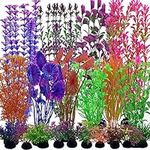 EMYSSA 20 Pack Aquarium Plants, Fish Tank Decoration Colorful Artificial Fish Tank Decor Plants Aquarium Decorations for Household and Office Aquarium Simulation, Small to Large and Tall