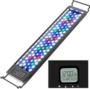 HiTauing Aquarium Lights, 26W Fish Tank Led Light with LCD Display & 7 Colors Full Full Spectrum Light & Adjustable Sunrise, Sunset Functions, IP68 Water-Resistant Aquarium Light for 18in Fish Tank.