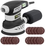 NARBELL Orbital Sander 3.0AMP(360W),14000RPM Random Orbit Sander Tool with 6 Variable Speeds, 5" Electric Palm Sander Kit with Dust Bag,15pcs Sandpapers for Woodworking & Sanding, Light Gray